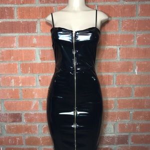 Fashion Nova Latex Zip Up midi dress